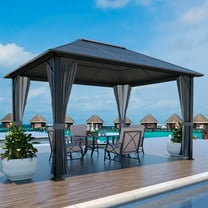VEIKOUS 12'x10' Hardtop Gazebo, Outdoor Aluminum Gazebo Pergola for Patio, Yard, Gray