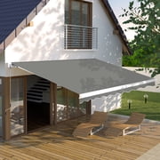 VEIKOUS 12x10 Outdoor Awning, Patio Retractable Awning with Manual Crank, Gray