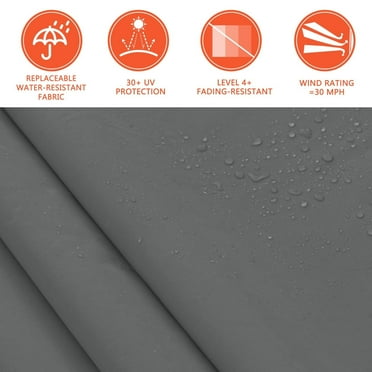 VEIKOUS  12'x10' Outdoor Retractable Patio Awning Sun Shade Cover for Patio, Balcony and Yard Grey
