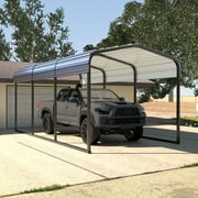 VEIKOUS 15' x 10' Metal Carport, Heavy Duty Galvanized Steel Car Canopy for Outdoor, Grey