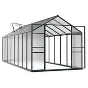 VEIKOUS 16' x 8' Greenhouse Walk-in for Outdoor Heavy Duty Polycarbonate Garden Plants Greenhouse Kit w/ Aluminum Frame, Lockable Door and Window, Gray