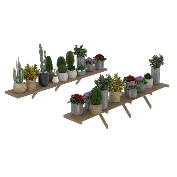 VEIKOUS 2 PCs Wooden Greenhouse Shelves, Modular-Size Plant Storage Rack, Easy Assembly, 90.67"L × 15.35"W × 0.79"T