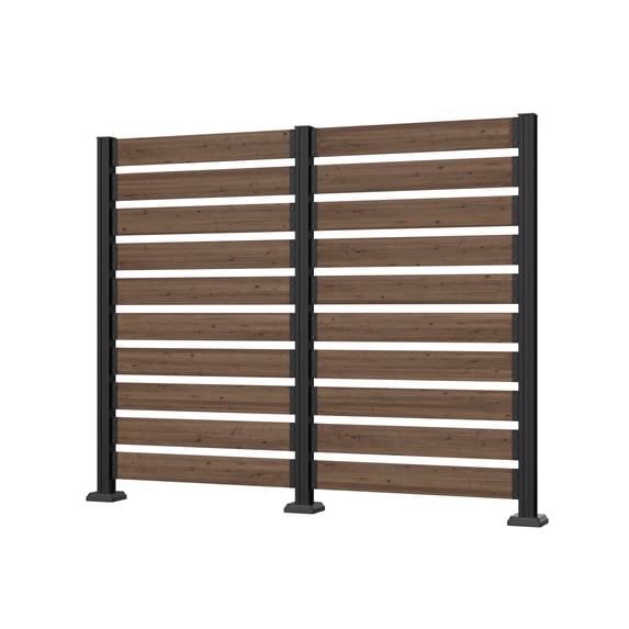 VEIKOUS 2 Panel Freestanding Privacy Screen W/Metal Stakes, 60"H × 78"L 4-Sided Posts for Garden, Pool, AC, Brown