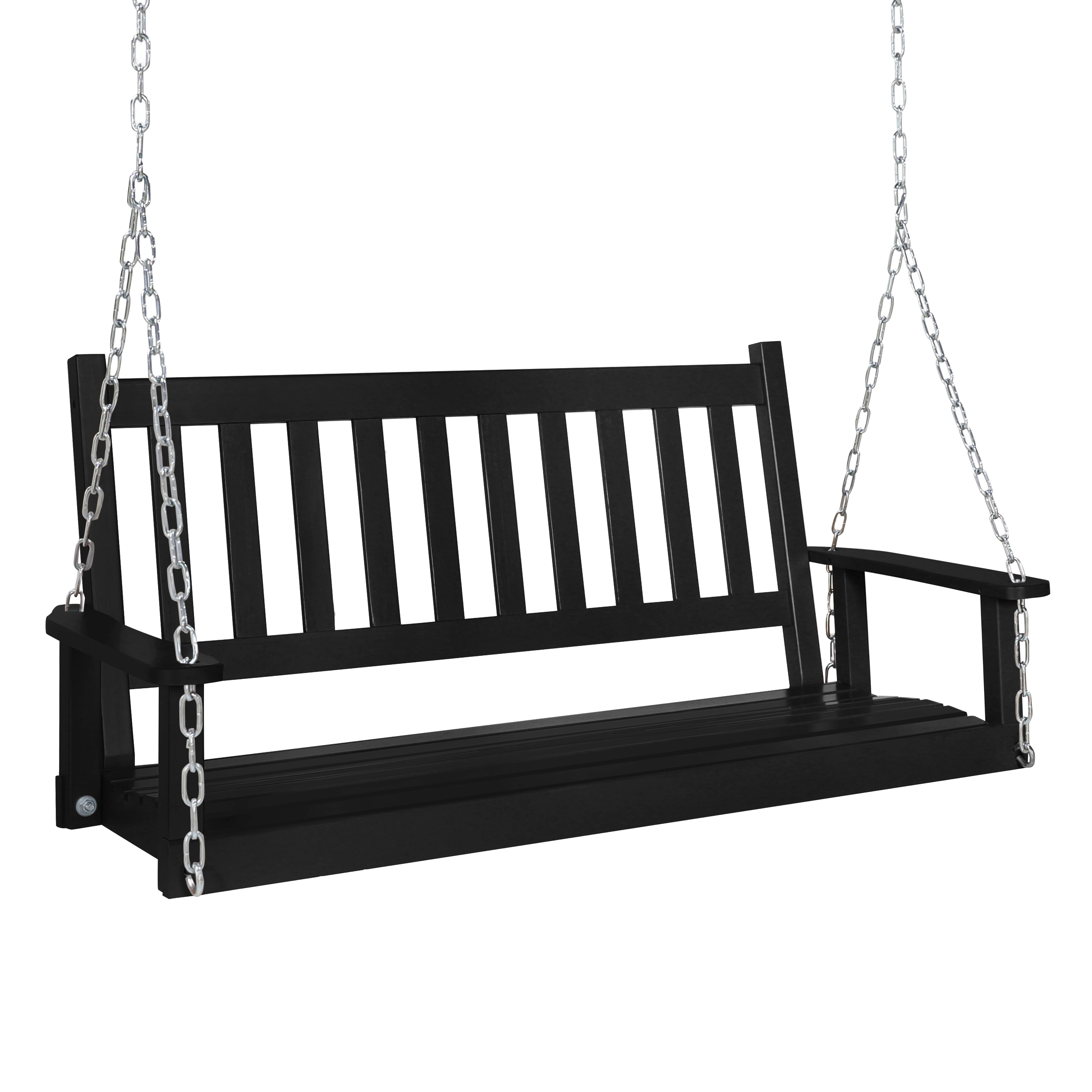 VEIKOUS 2Seat Outdoor Hanging Wooden Porch Swing with Chains for Patio