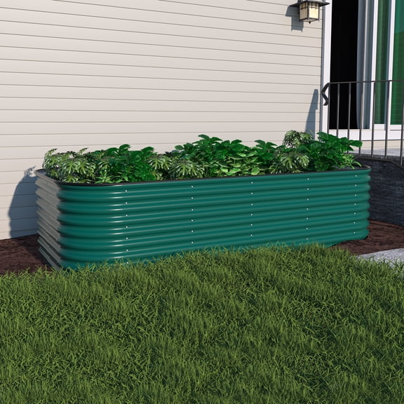VEIKOUS 24"H Metal Raised Garden Bed, Many-in-1 Modular 8x4x2 ft Galvanized Planter Box, Green