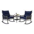 thumbnail image 1 of VEIKOUS 3-Piece Outdoor Bistro Sets with Rattan Rocking Chair and Tempered Glass Table, Blue, 1 of 12