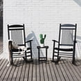 thumbnail image 1 of VEIKOUS 3-Piece Outdoor Rocking Chair Set of 3, Wood Rocker Set W/ 2 Seat & 1 Foldable Table, Black, 1 of 8