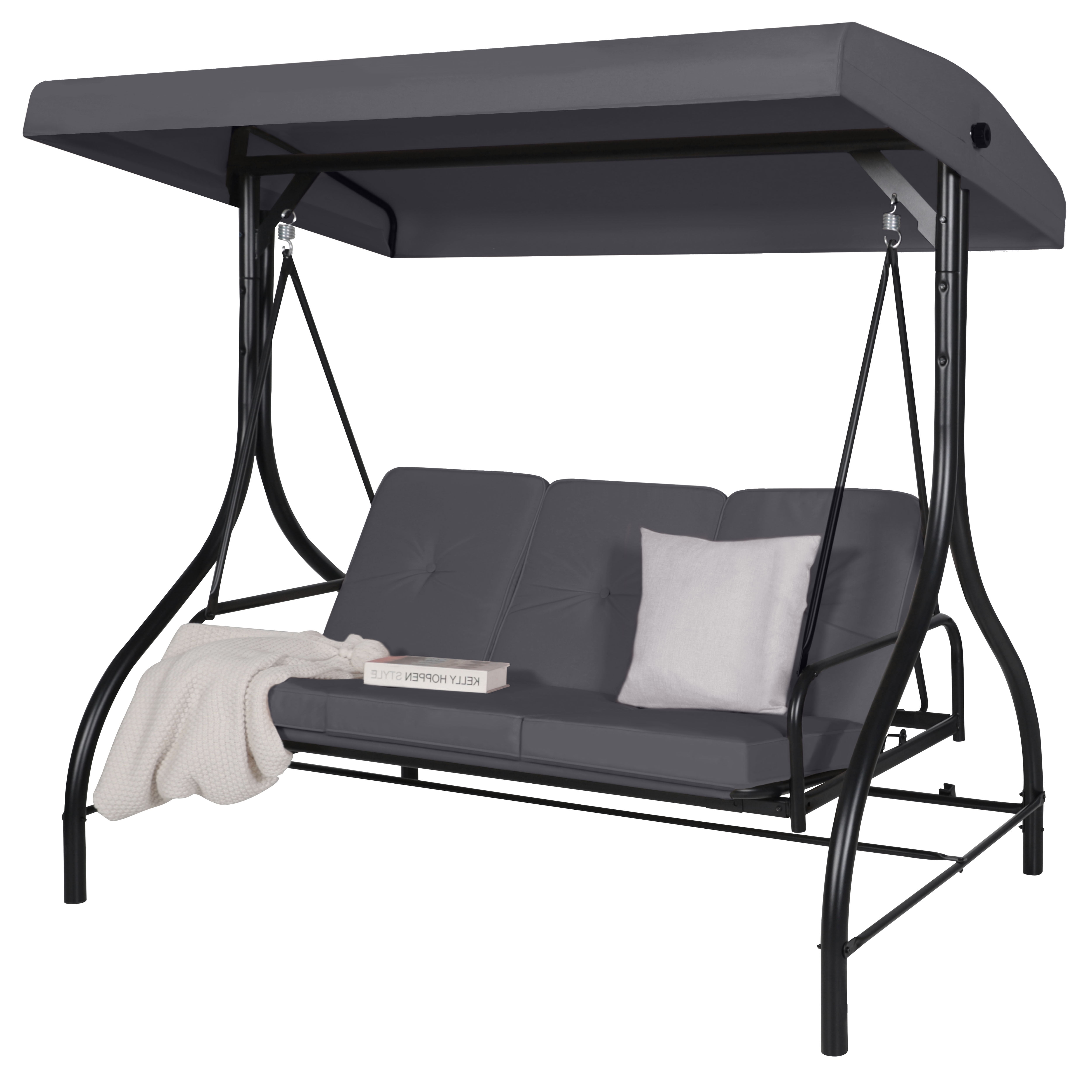 VEIKOUS 3Seat Outdoor Porch Swing, Patio Glider Chair w/Adjustable