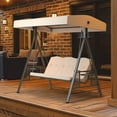 thumbnail image 1 of VEIKOUS 3-Seat Porch Swing Glider Outdoor with Adjustable Canopy and Side tables for Patio, Beige, 1 of 11