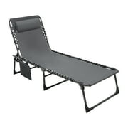 VEIKOUS 4-Fold Outdoor Chaise Lounge Chair for Patio with Detachable Pocket and Pillow, Grey