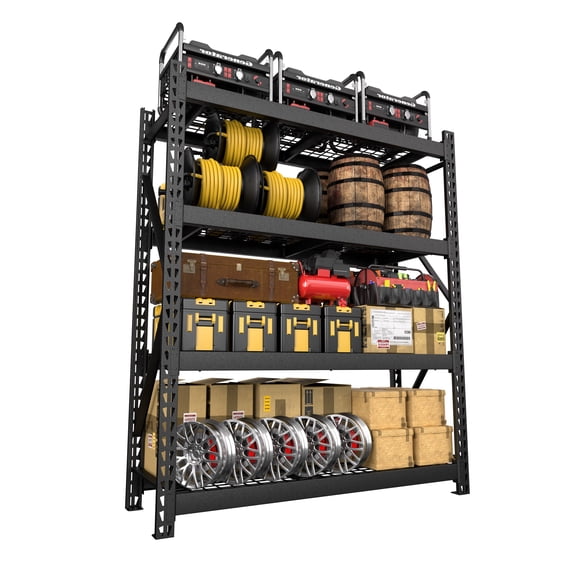 VEIKOUS 4-Tier Heavy Duty Garage Storage Shelving Unit, 72"W x 24"D x 84"H, 8000 lbs Total Load Capacity for Garage, Office, Black