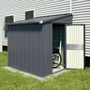 VEIKOUS 4' x 6' Lean-to Storage Shed w/Lockable Door and Vents for Backyard, Patio and Lawn, Grey