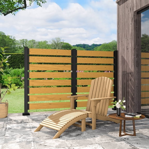 VEIKOUS 48"H x 78"W 2-Panel Fence Privacy Screen, Outdoor No Dig Divider for Pool, Garden, AC & Trash Hide, Natural