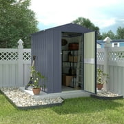 VEIKOUS 4x4ft Outdoor Storage Shed with Lockable Door, Waterproof Garden House for Backyard, Patio, and Lawn, Grey