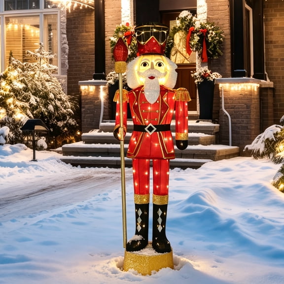 VEIKOUS 6ft Christmas 3D Nutcracker Soldier Decoration W/ Scepter & Ground Stakes for Outdoor, Yard