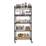 VEIKOUS 5-Tier Heavy Duty Wire Shelving Unit with Wheels, 72''x36''x18'' NSF Certified, Adjustable Storage Rack for Kitchen, Garage, Pantry