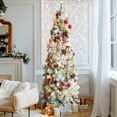thumbnail image 1 of VEIKOUS 5ft Christmas Pre-Lit Pencil Tree Snow Flocked with 150 LED Lights, Green, 1 of 11