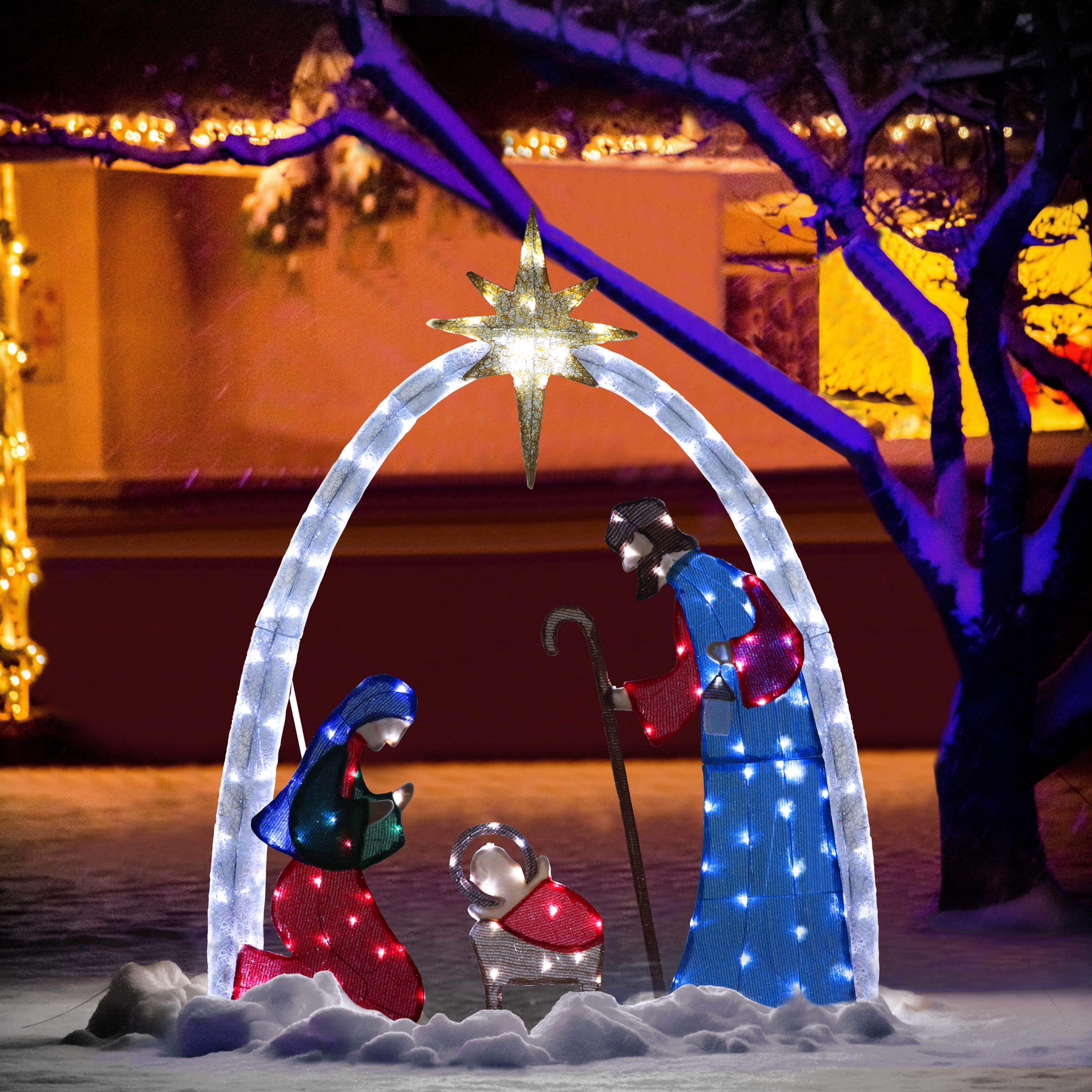 VEIKOUS 5ft Lighted Christmas Nativity Scene Decor with 150 LED Lights ...
