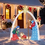 VEIKOUS 5ft Lighted Christmas Decor Nativity Scene Holiday Yard Decor Set with 150 LED Lights for Indoor and Outdoor ,Muti-color