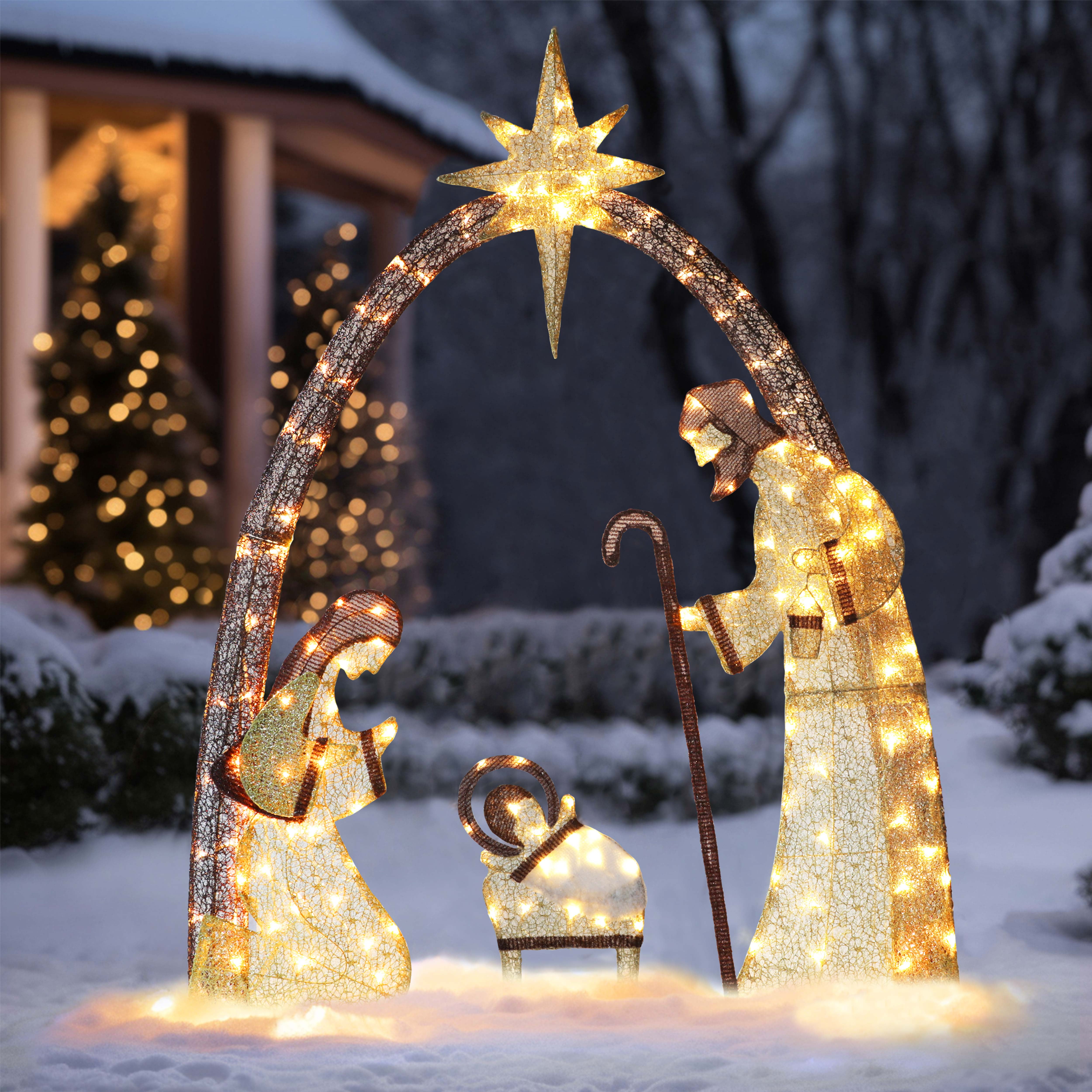 VEIKOUS 5ft Lighted Nativity Scene Outdoor Christmas Decor Indoor ...