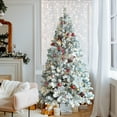 thumbnail image 1 of VEIKOUS 6.5ft Pre-lit Christmas Tree Snow Flocked w/ 250 LED Lights, 700 Branch Tips & Metal Stand, 1 of 12
