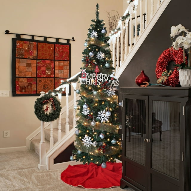 VEIKOUS 6.5ft Prelit Slim Pencil Christmas Tree Artificial w/250 LED