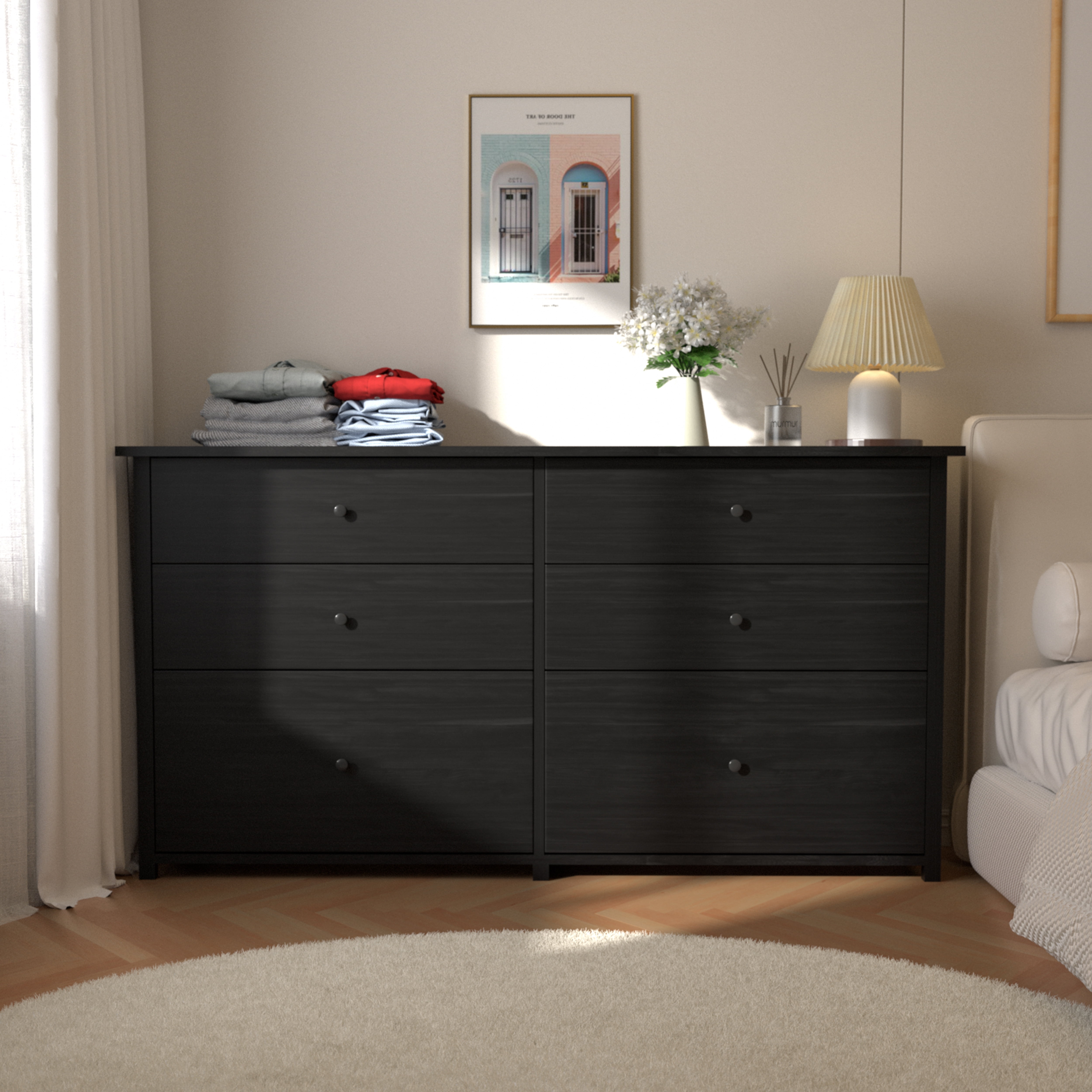 VEIKOUS Sturdy 6 Drawer Large Dresser Chest for Bedroom, Home Storage ...