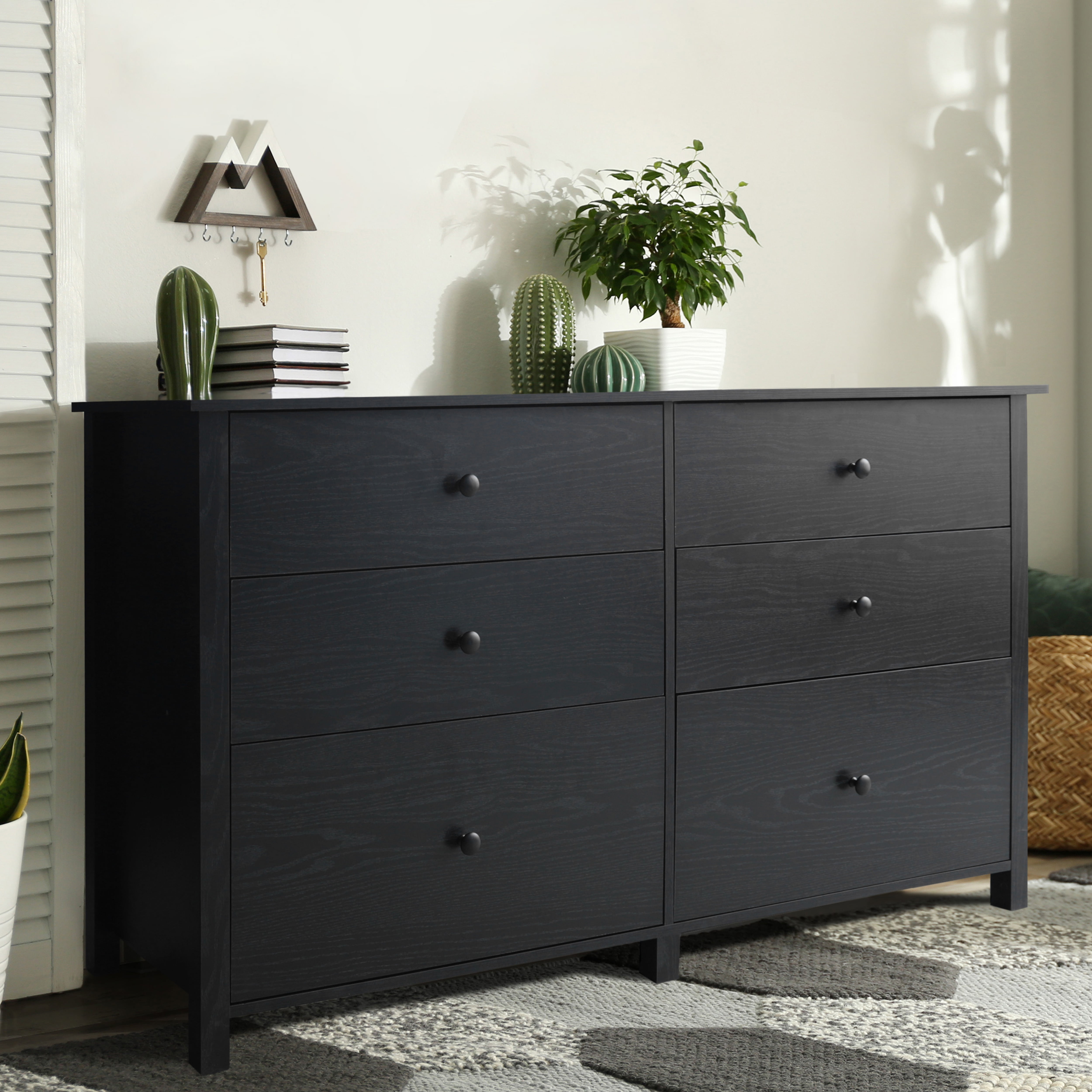 VEIKOUS 6 Drawer Dresser with Metal Knob, Chest of Drawers