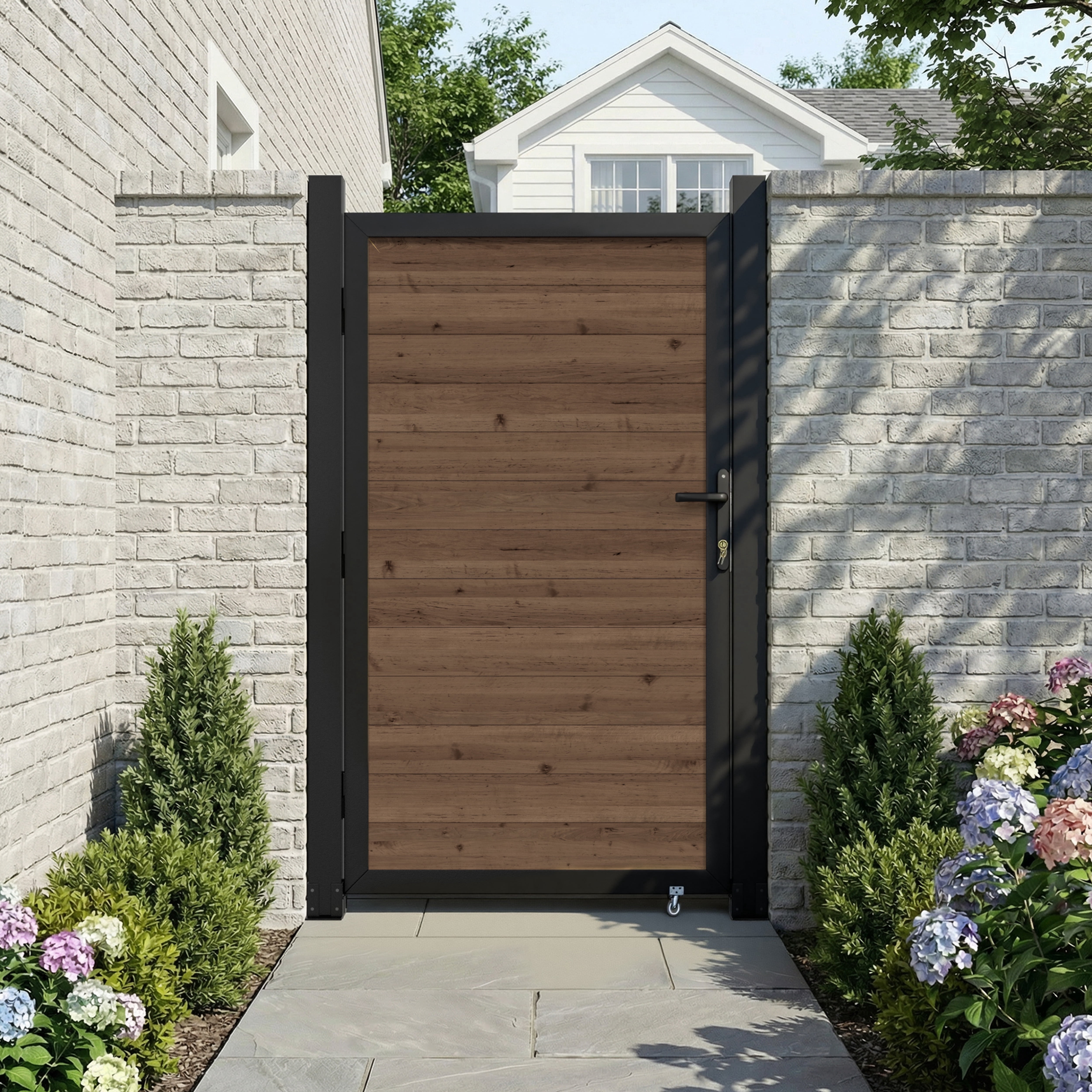 VEIKOUS 6' x 3' Cedar Wood Garden Gate with Aluminum Frame