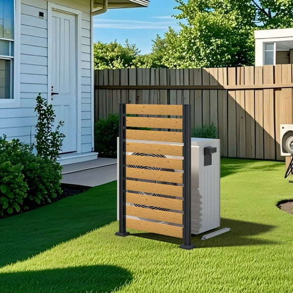 VEIKOUS 60"H x 40"W Freestanding Privacy Screen, Outdoor Divider Privacy Wall for Pool Fence, Garden, AC Unit & Trash Concealment, Natural