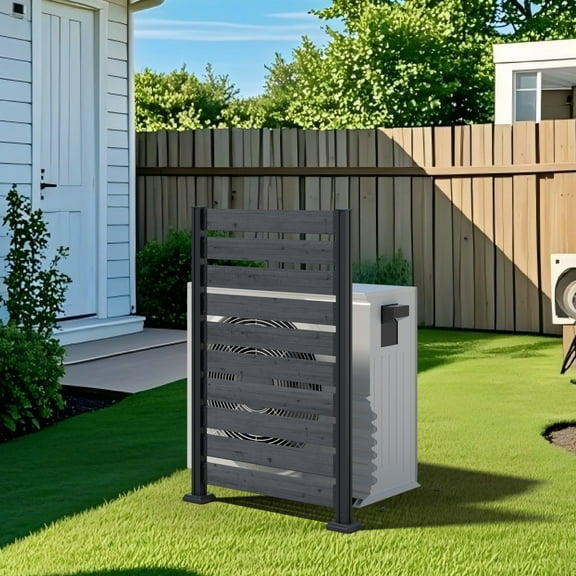 VEIKOUS 60"H x 40"W Freestanding Privacy Screen W/Upgraded Metal Stakes, Windproof for Garden, Pool, AC Fence, Black