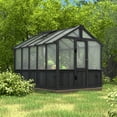 thumbnail image 1 of VEIKOUS 6ft x 10ft Outdoor Walk-in Cedar Wood Greenhouse W/ Polycarbonate Panels, Adjustable Roof Vents & Lockable Door, Black, 1 of 16