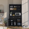 thumbnail image 1 of VEIKOUS 71'' Kitchen Pantry Storage Cabinet w/Microwave Stand and Buffet Hutch Cupboard, Black, 1 of 15