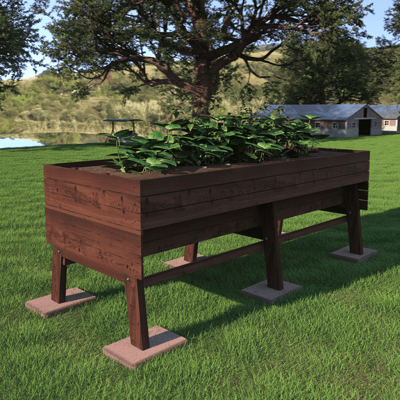 VEIKOUS 71" Outdoor Raised Garden Bed w/Liner, Cedar Wood Elevated Planter Box for Vegetables Flower Herb, Rustic