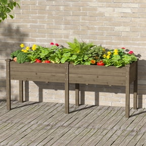 VEIKOUS 72"H Cedar Raised Garden Bed, 6.8 Cu Ft Elevated Planter Box for Vegetables, Flowers, Herbs w/Drainage Holes, Brown