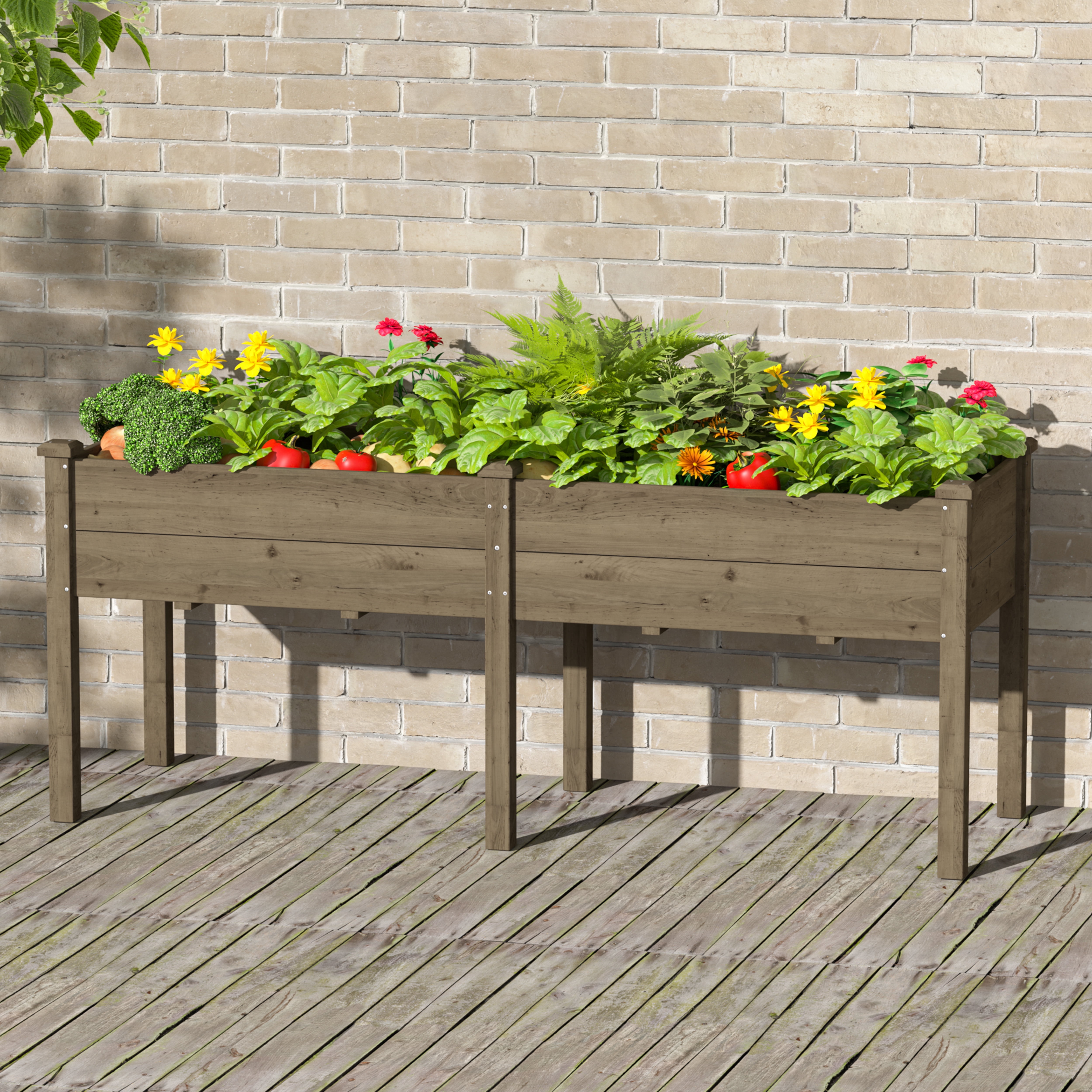VEIKOUS 72.4"H Cedar Raised Garden Bed, 6.8 Cu Ft Elevated Planter Box for Vegetables, Flowers, Herbs w/Drainage Holes, Brown