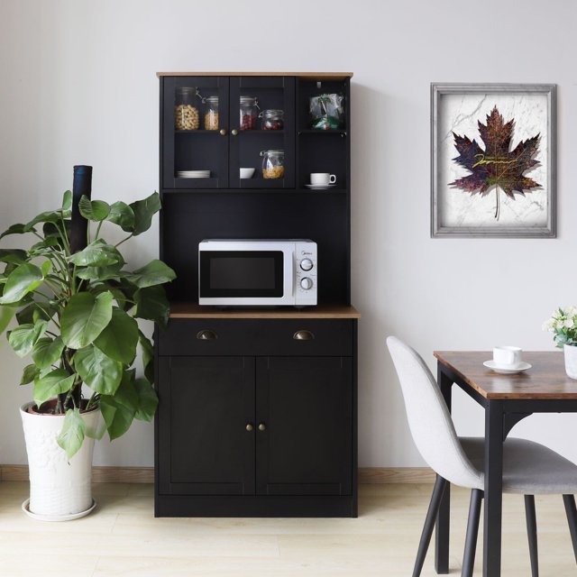 VEIKOUS 72'' Kitchen Pantry Storage Hutch with Microwave Stand