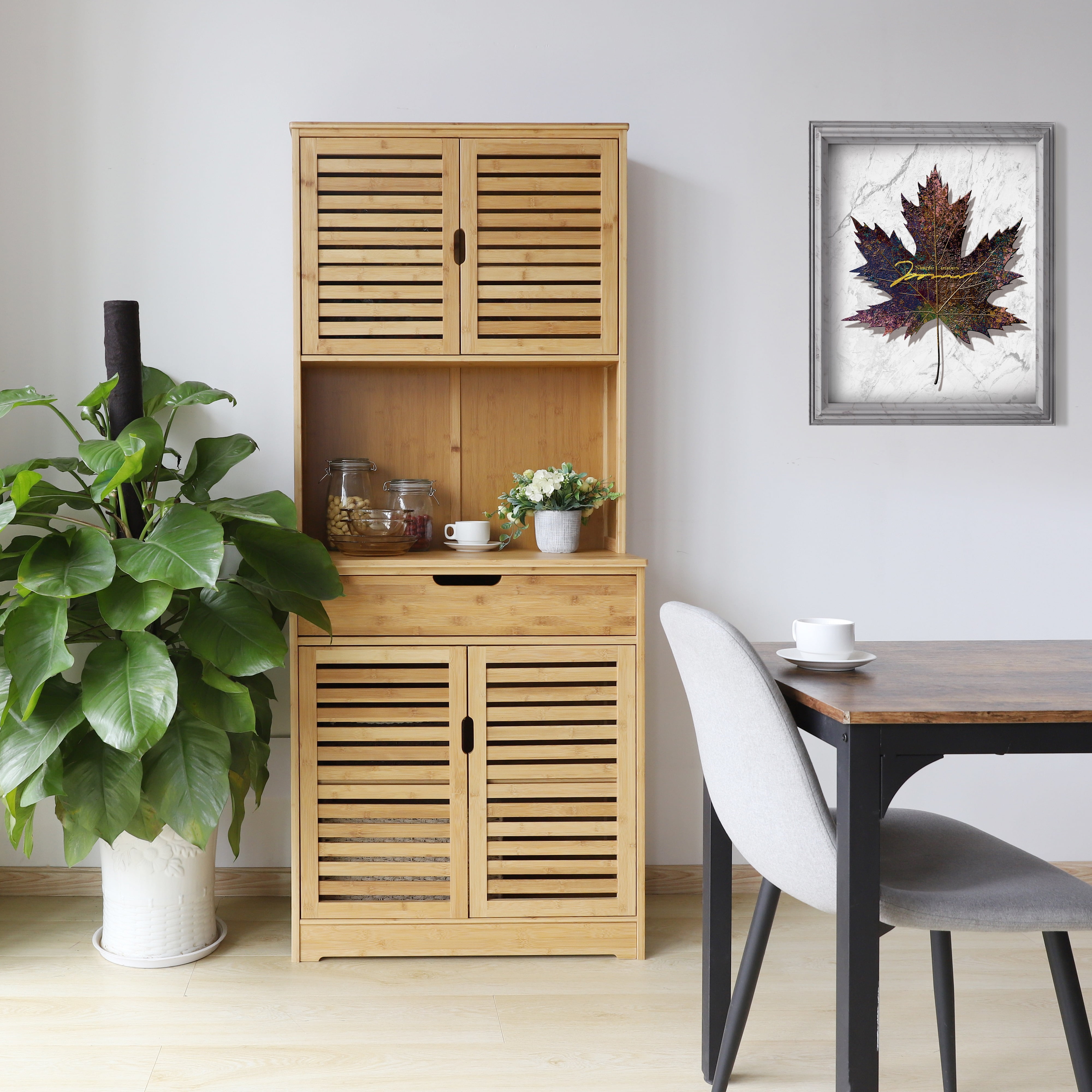 VEIKOUS 72'' Pantry Storage Cabinet Hutch Buffet Cabinet w/Cupboard and ...