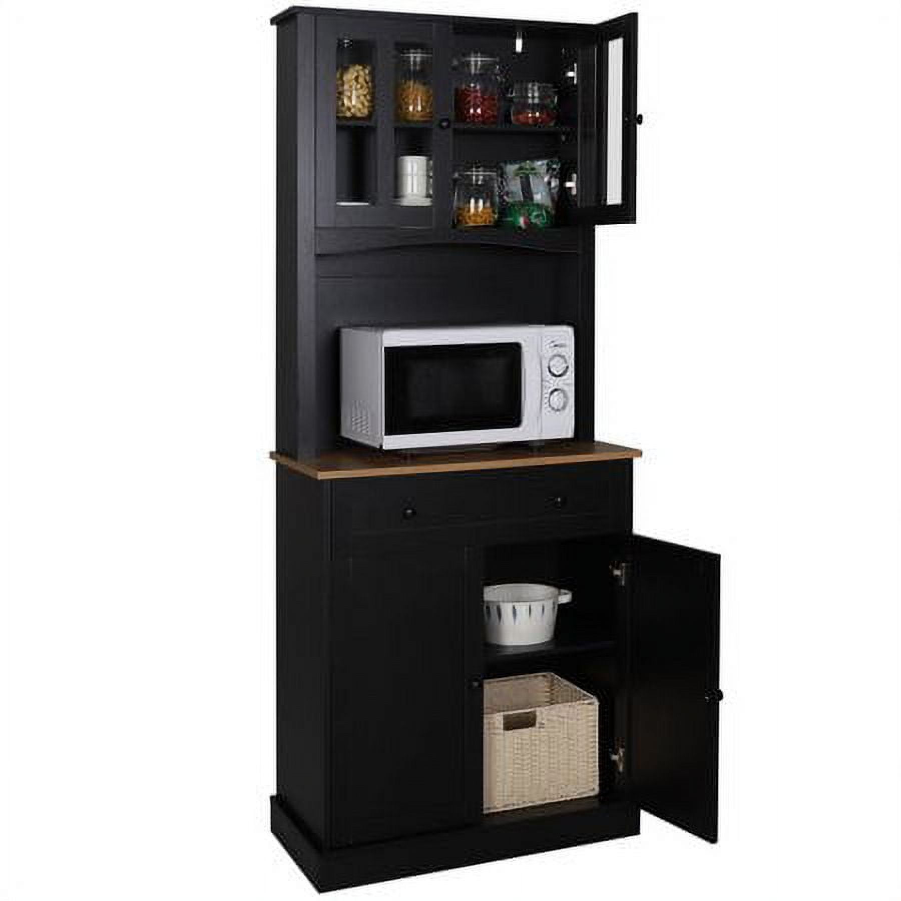 Tangkula Tall Storage Cabinet Freestanding Kitchen Pantry W/ Microwave  Stand & 2 Drawers For Living Room, Dining Room, Black : Target