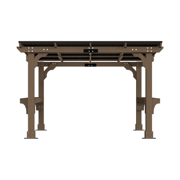 VEIKOUS 8' x 10' Outdoor Hardtop Gazebo, BBQ Grill Gazebo W/ Workstation Shelves for Lawn, Garden, Deck