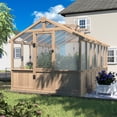 thumbnail image 1 of VEIKOUS 8' x 14' Outdoor Walk-in Cedar Wood Greenhouse with Adjustable Windows and Lockable Door, Light Mocha Brown, 1 of 18