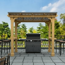 VEIKOUS 8' x 5' Outdoor Grill Gazebo, w/Workstation Shelves, Multi-Use Gazebo for Lawn, Garden