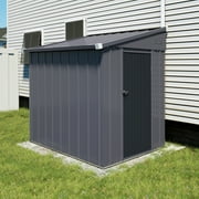 VEIKOUS 8' x4' Lean-to Storage Shed Outdoor w/Lockable Door & Vents for Backyard Garden Lawn, Grey