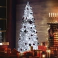 thumbnail image 1 of VEIKOUS 8ft Christmas Tree, Pre-lit Slim Pencil Tree for Decoration W/ 350 LED Lights & Metal Stand, White, 1 of 11