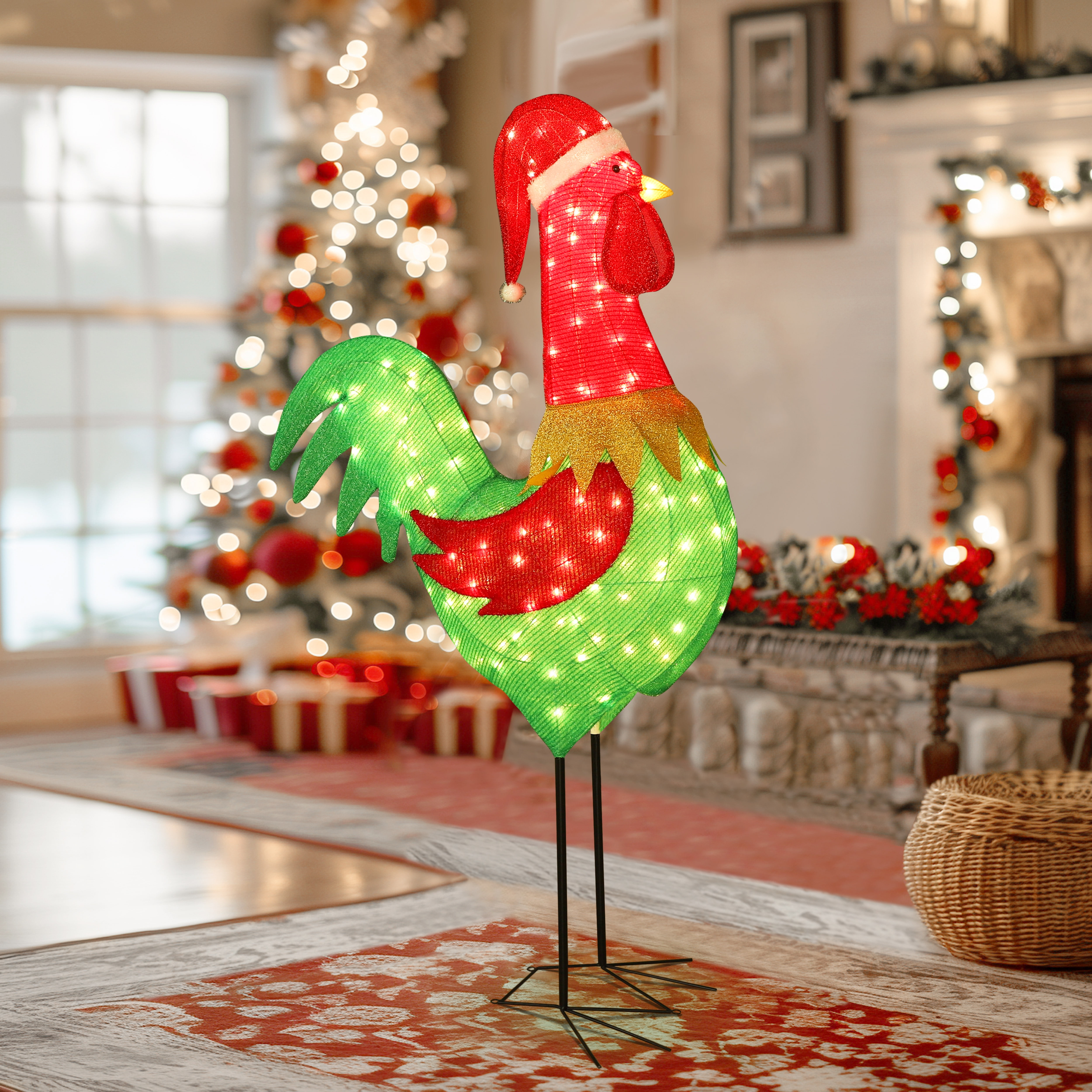 VEIKOUS 8ft Lighted Christmas Rooster Holiday Decor, for Indoor&Outdoor ...