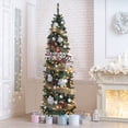 thumbnail image 1 of VEIKOUS 8ft Pencil Christmas Tree Prelit for Holiday Decor w/900 Tips &350 LED Lights, Green, 1 of 9