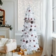 thumbnail image 1 of VEIKOUS 7.5ft Pre-lit Christmas Pencil Tree Snow Flocked for Holiday Decoration w/ 350 LED Lights, White, 1 of 10