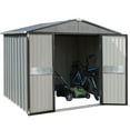 thumbnail image 1 of VEIKOUS 8ft x 8ft Outdoor Storage Shed, Galvanized Steel Storage House w/Lockable Sliding Door, Gray, 1 of 8