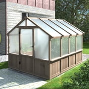 VEIKOUS 8x8ft Wood Walk-in Greenhouse for Outdoor W/ Adjustable Roof Vent & Lockable Door for Backyard, Patio Garden