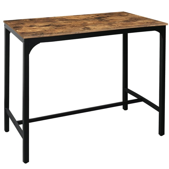 VEIKOUS Adjustable Pub Table, Rustic Brown